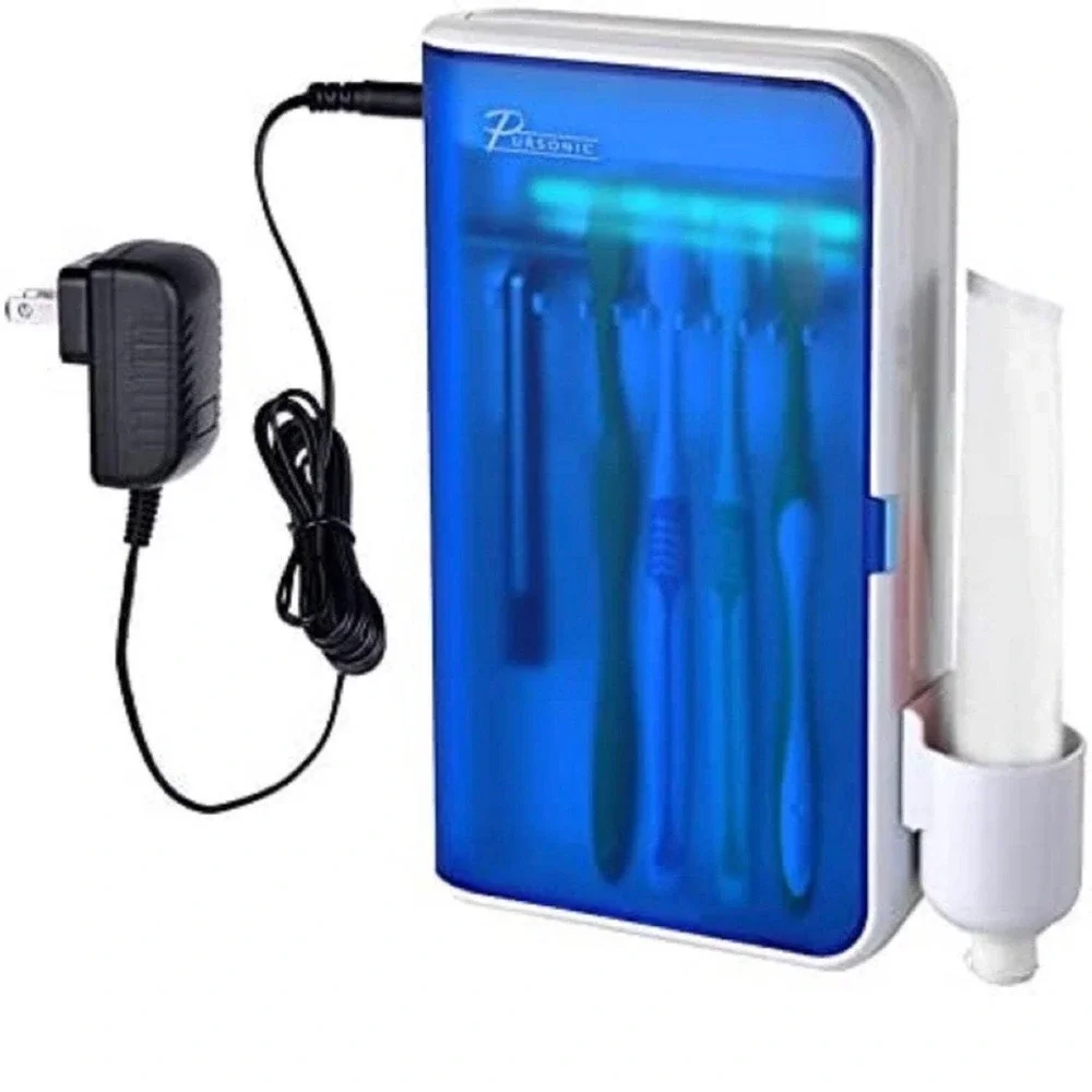 Pursonic UV Toothbrush Sanitizer Wall Mount Holder Case Blue White S2 New